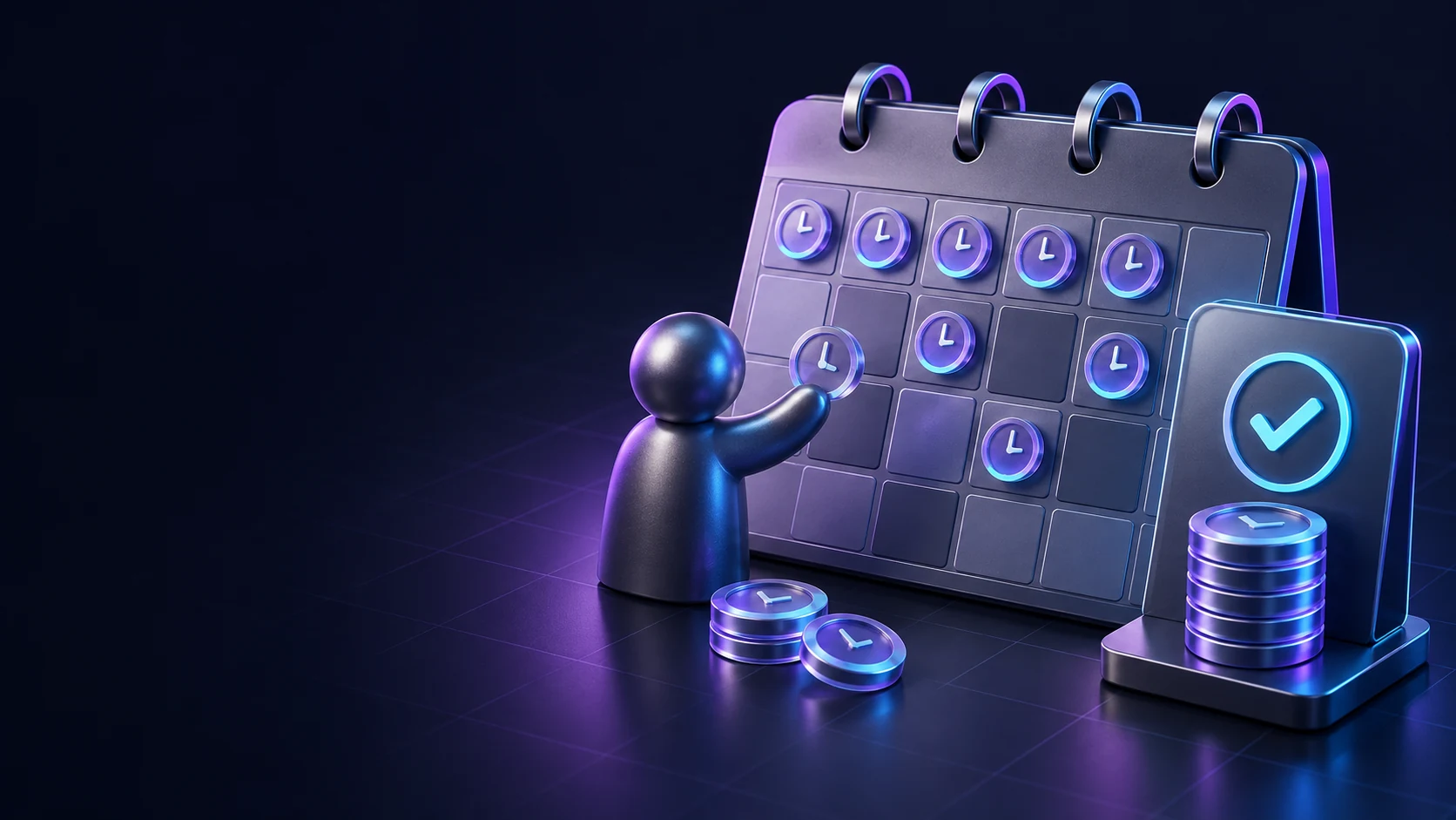Тематическая 3D-иллюстрация: Внести рабочее время в табель по дням