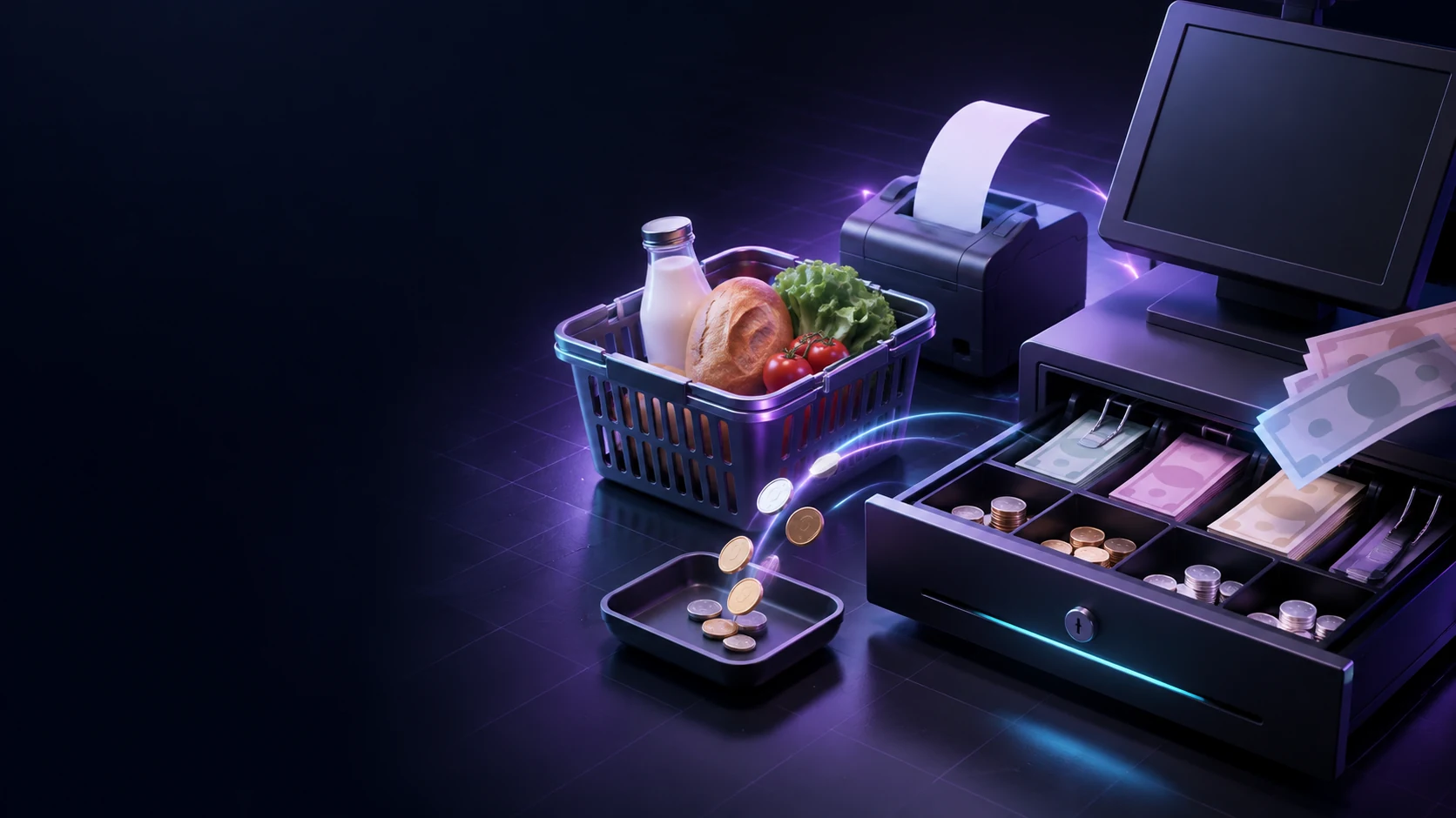 Продажа за наличные завершается чеком и проверенной сдачей.