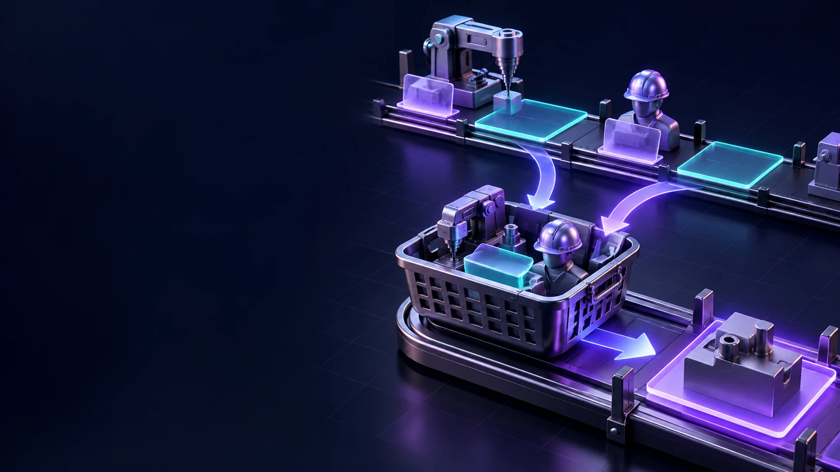 Тематическая 3D-иллюстрация: Как назначить ресурсы в заказе на производство