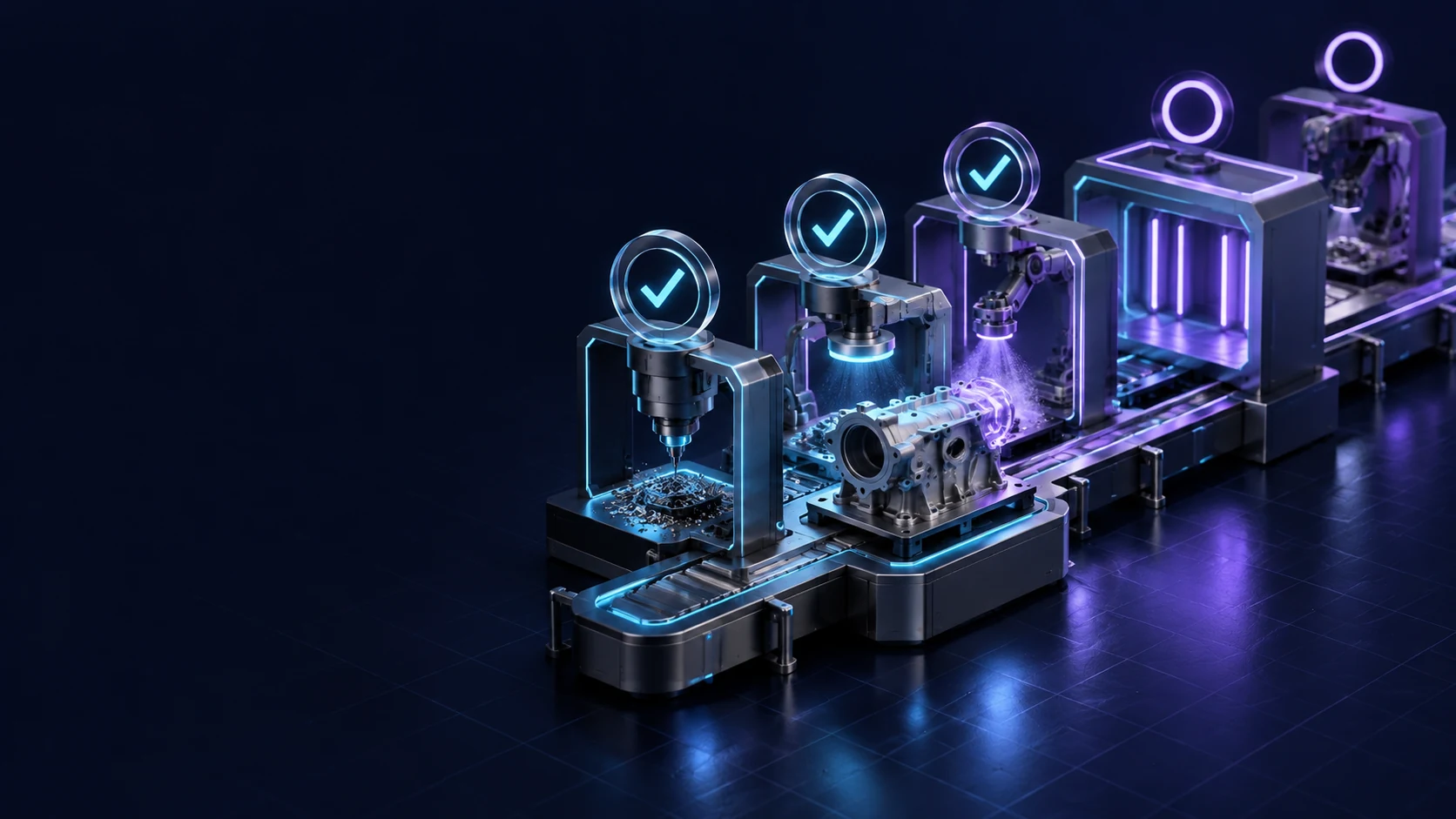 Тематическая 3D-иллюстрация: Как проверить незавершённые этапы производственных заказов