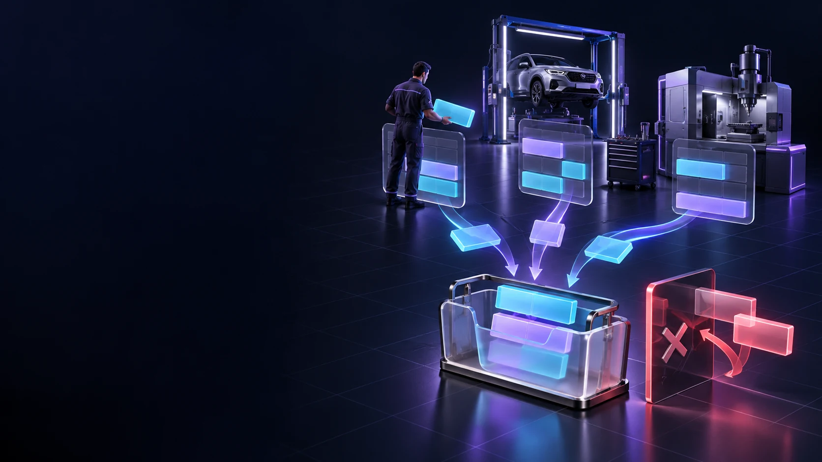 Тематическая 3D-иллюстрация: Как запланировать несколько ресурсов на один заказ-наряд